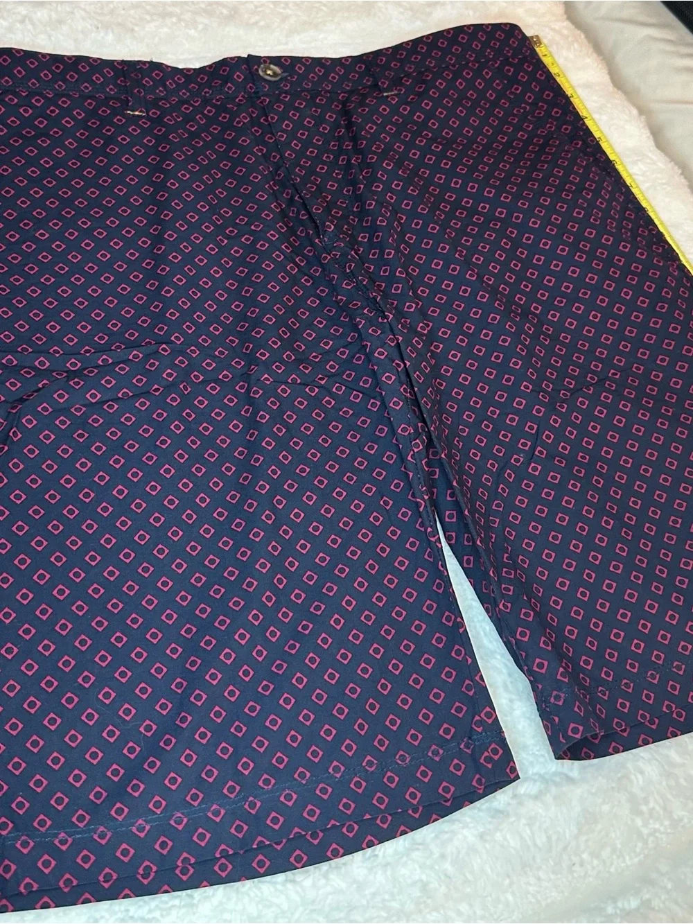 Men's Navy and Pink  Patterned Stretch Shorts